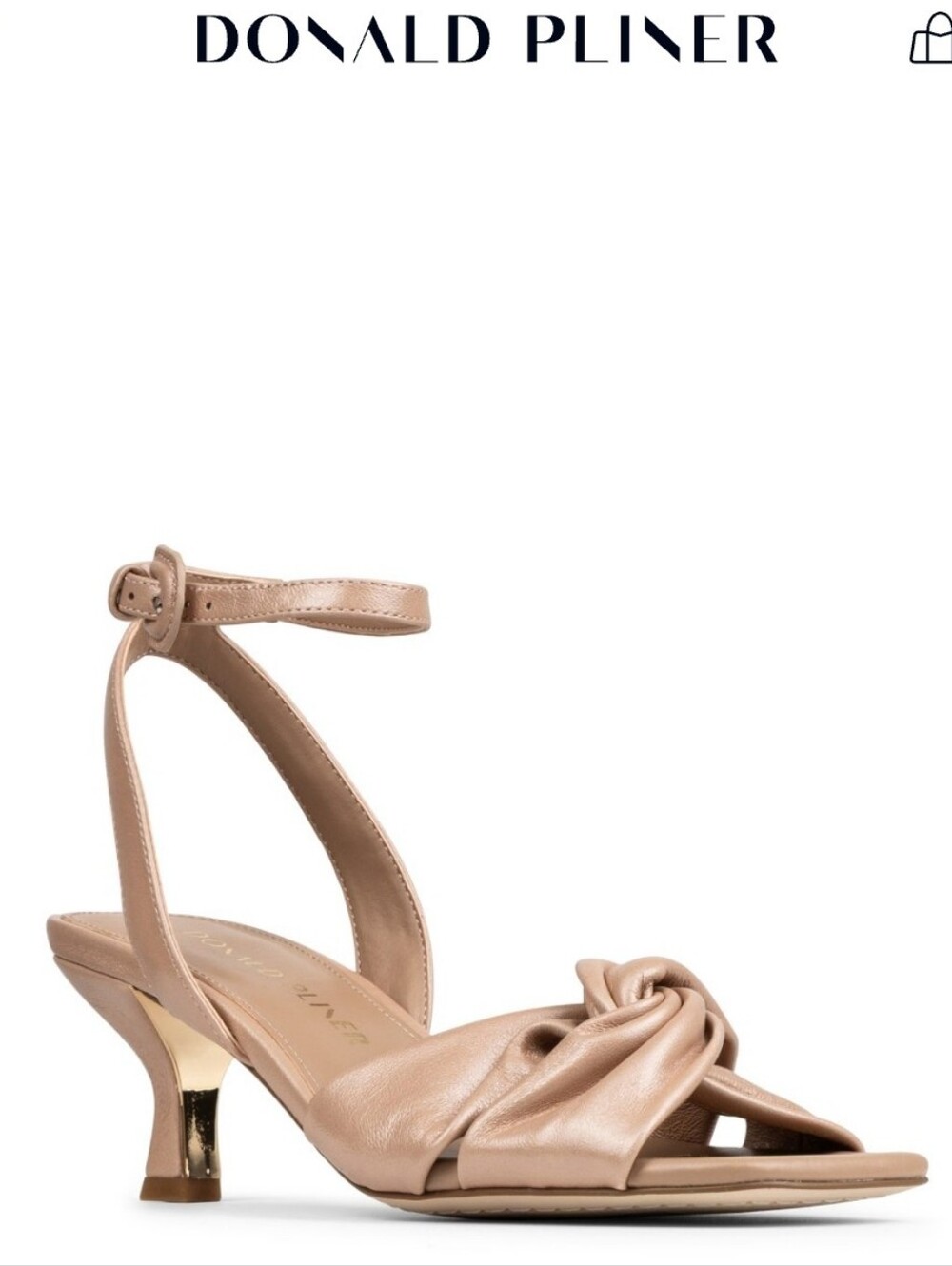 Donald Pliner Gideon Low Heel Sandal In "Buff" Tan/Cream